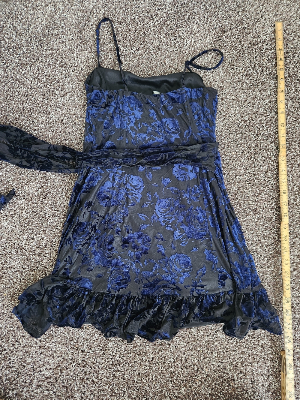 Intimately Free People Blue Floral Velvet Wrap Dress Size XS - Picture 3 of 5